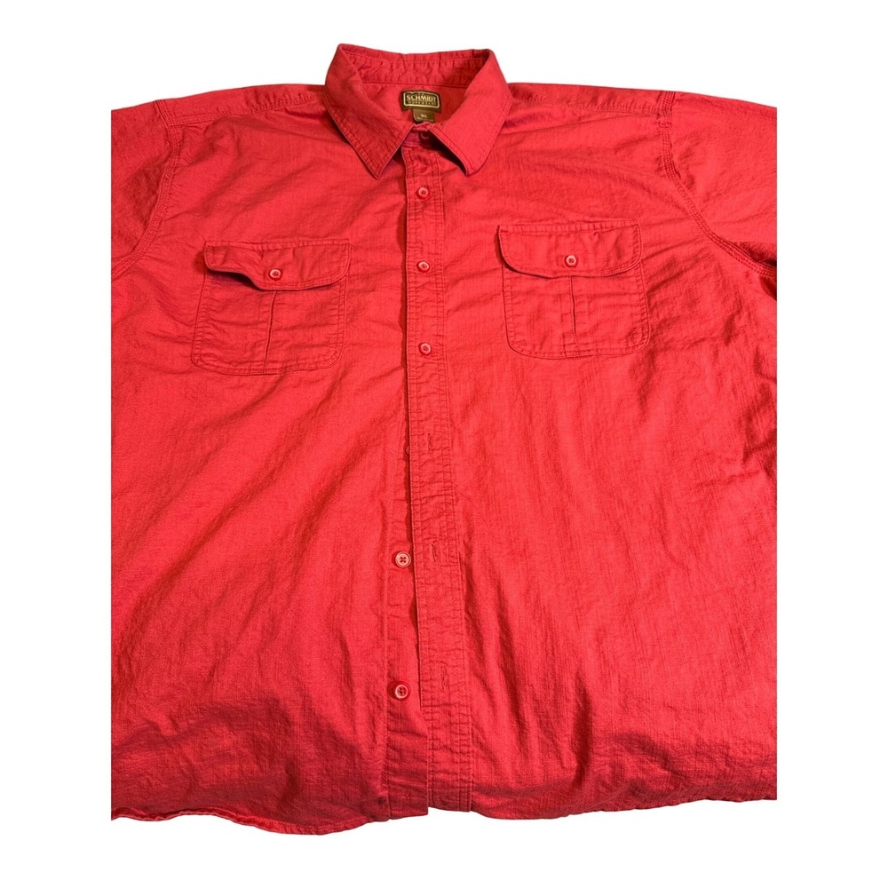 CE SCHMIDT WORKWEAR Men's Red Short Sleeve Button Up Shirt Size 3XL 100% Cotton